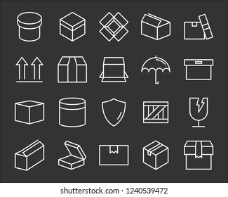 set of send box icons, such as delivery, gift, shopping, present 