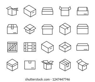 set of send box icons, such as delivery, gift, shopping, present 