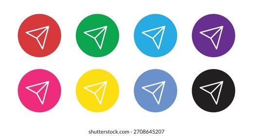 Conjunto de Botões do Ícone Enviar | Coleção de símbolos coloridos de plano de papel para compartilhamento, mensagem, mídia social e interface de mensagem direta