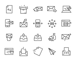 set of send icons, such as delivery, transport, mail, service