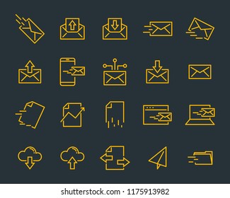 set of send icons, such as delivery, transport, mail, service