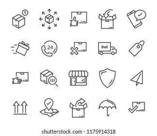 set of send icons, such as delivery, transport, mail, service