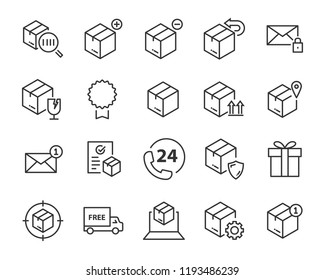 set of send icons, such as delivery, transport, mail, service