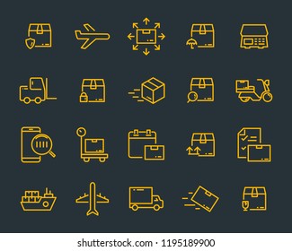 set of send icons, such as delivery, transport, mail, service