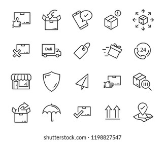 set of send icons, such as delivery, transport, mail, service