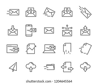 set of send icons, such as delivery, transport, mail, service