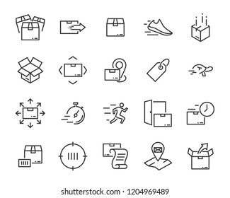 set of send icons, such as delivery, transport, mail, service