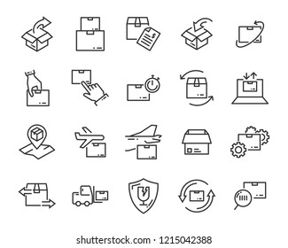 set of send icons, such as delivery, transport, mail, service