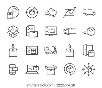set of send icons, such as delivery, transport, mail, service