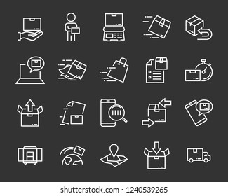 set of send icons, such as delivery, transport, mail, service