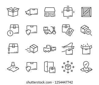 set of send icons, such as delivery, transport, mail, service