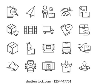 set of send icons, such as delivery, transport, mail, service