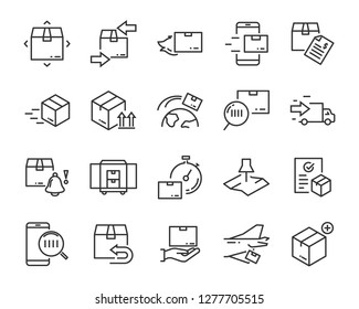 set of send icons, such as delivery, transport, mail, service
