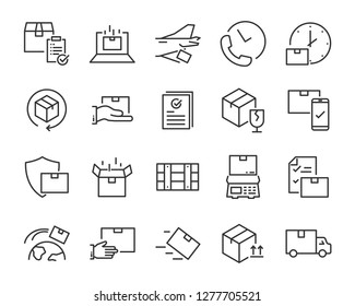 set of send icons, such as delivery, transport, mail, service