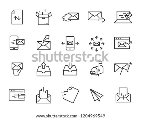 set of send icons, such as delivery, transport, mail, service