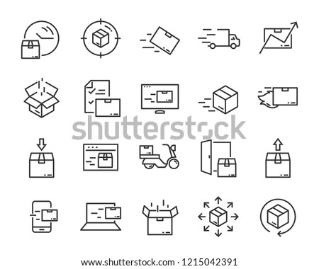 set of send icons, such as delivery, transport, mail, service