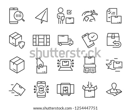 set of send icons, such as delivery, transport, mail, service