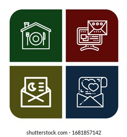 Set of send icons. Such as Home delivery, Message, Invitation, Love letter , send icons