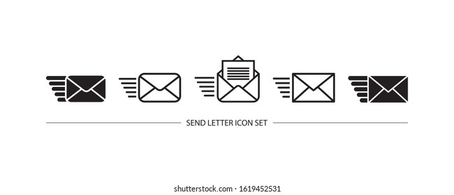 Set of send letter icon. Envelope symbol. Vector illustration