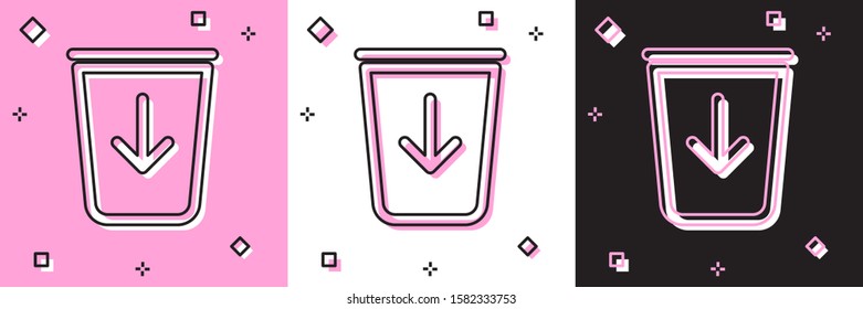 Set Send to the trash line icon isolated on pink and white, black background.  Vector Illustration