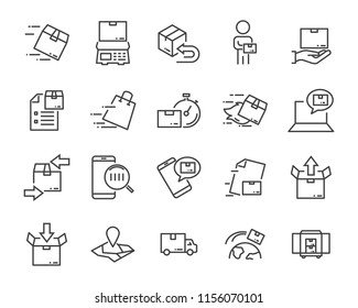 Set Of Sending Product Icons , Such As Delivery, Mail, Service, Shipping, Transport, Box And More