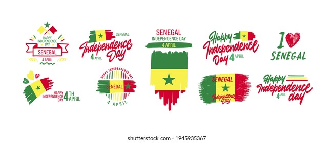 Set of Senegal Independence Day Celebration Vector Template Design Illustration