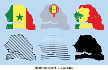 Set of Senegal Map Vector