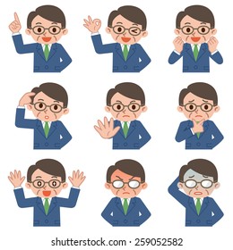 Set of senior businessman