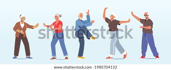 Set of Senior Characters Make Tai Chi\
Exercising Outdoors. Pensioners Morning Workout at City Park, Group\
Classes for Elderly People Healthy Body, Flexibility and Wellness.\
Cartoon Vector\
Illustration