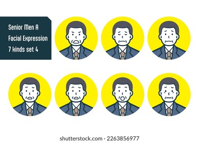 Set of Senior Men bust shot illustrations.