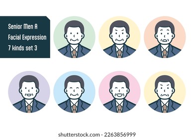 Set of Senior Men bust shot illustrations.
