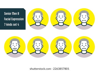 Set of Senior Men bust shot illustrations.