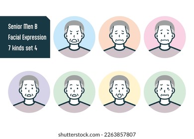 Set of Senior Men bust shot illustrations.