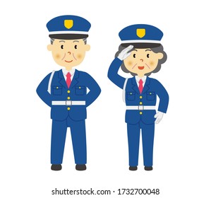 Grupo de guardias de seguridad de alto rango. Datos vectoriales en un fondo blanco.