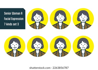 Set of Senior Woman  bust shot illustrations.
