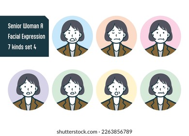 Set of Senior Woman  bust shot illustrations.