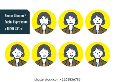 Set of Senior Woman  bust shot illustrations.
