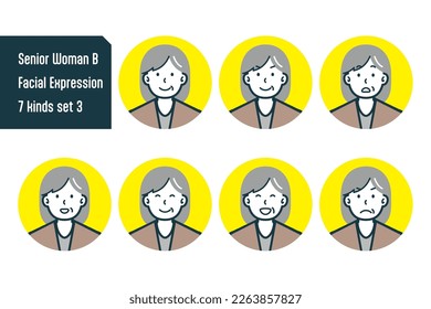 Set of Senior Woman  bust shot illustrations.