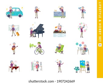 A set of senior women about hobbies and lifestyle.type A.It's vector art so easy to edit.