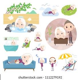 A set of senior women about relaxing.
There are actions such as vacation and stress relief.
It's vector art so it's easy to edit.