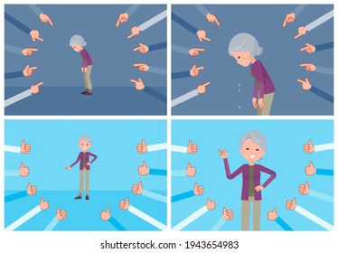 A set of senior women to be evaluated.It's vector art so easy to edit.