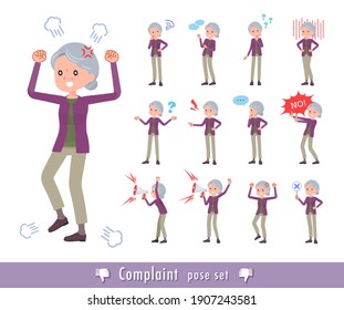 A set of senior women expressing their discontent.It's vector art so easy to edit.