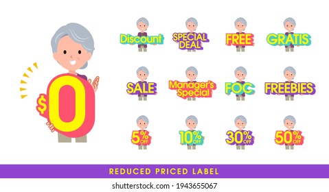 A set of senior women with a great deal POP.in English.It's vector art so easy to edit.