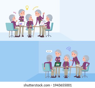 A set of senior women having an intracerebral meeting.It's vector art so easy to edit.