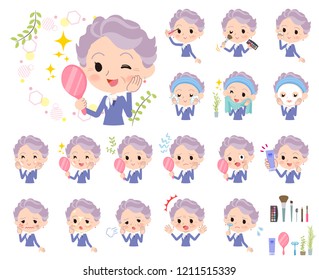 A set of senior women on beauty.
There are various actions such as skin care and makeup.
It's vector art so it's easy to edit.