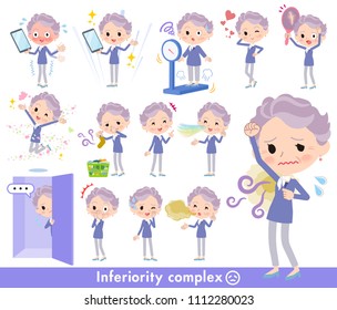 A set of senior women on inferiority complex.
There are actions suffering from smell and appearance.
It's vector art so it's easy to edit.