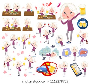 A set of senior women related to alcohol.
There is a lively appearance and action that expresses failure about alcohol.
It's vector art so it's easy to edit.