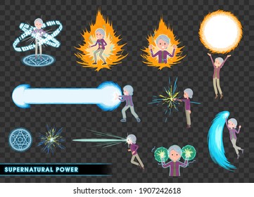 A set of senior women who demonstrate supernatural powers.It's vector art so easy to edit.