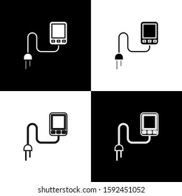 Set Sensor icon isolated on black and white background.  Vector Illustration