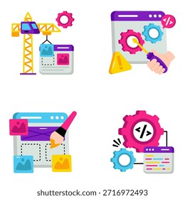 Conjunto de Ilustraciones Seo y Analytics Flat 
